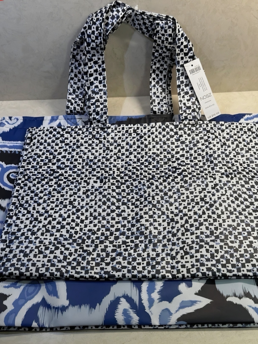 Chico's Blue & White Patterned Tote Bag - 2 Pack